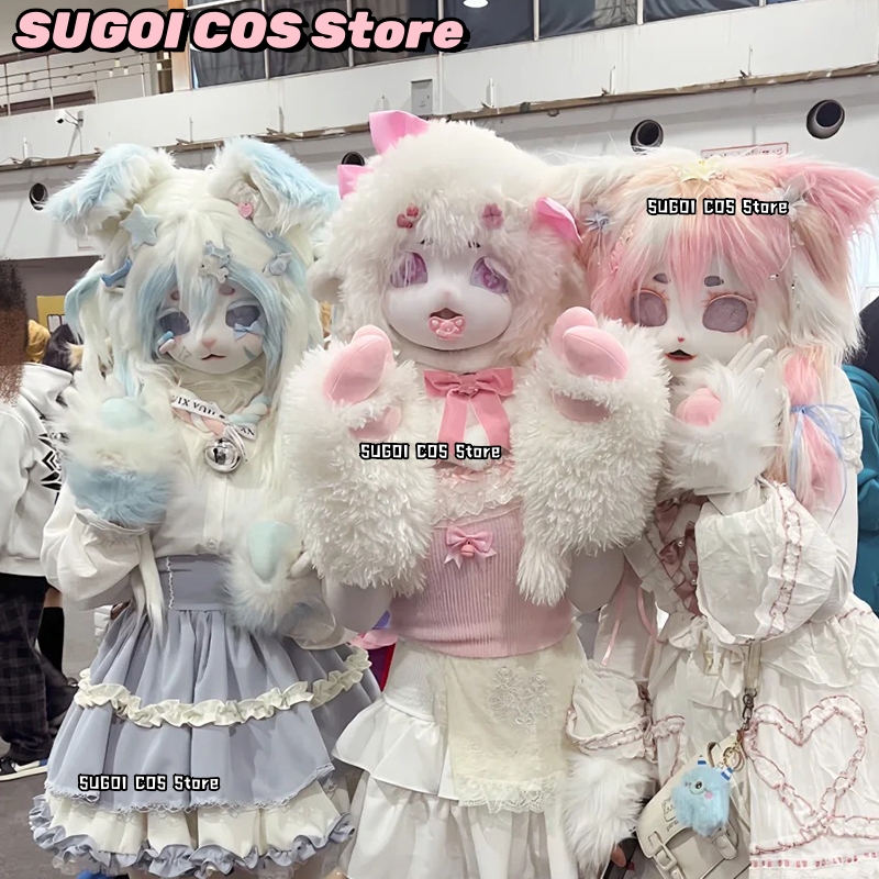 Anime Cosplay Cat - aBcSCS*Fursuit Head Kigurumi Máscara Peluda Adorable