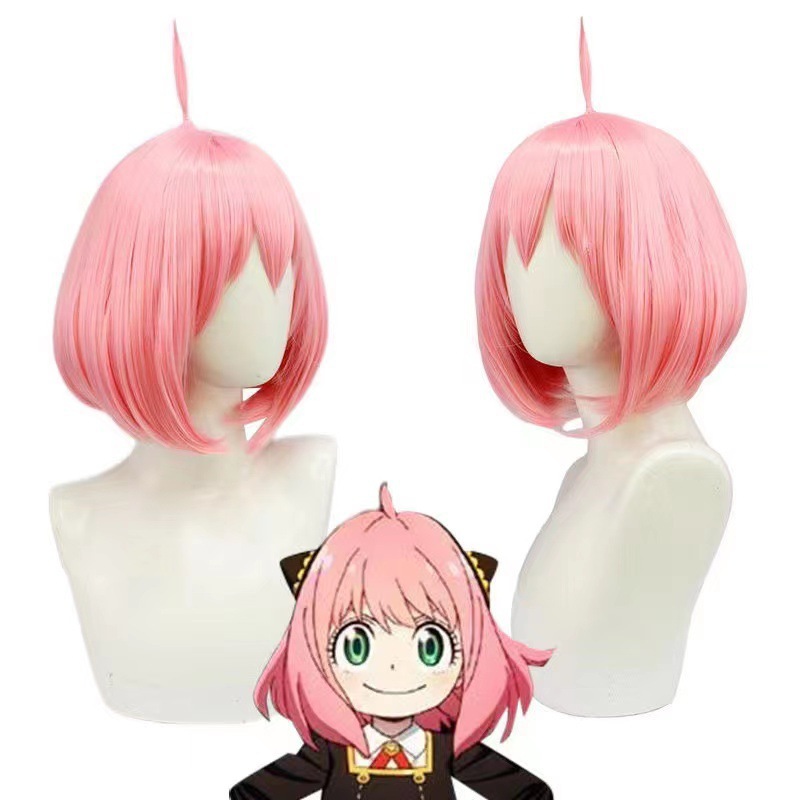 Peluca rosa estilo bob de Anya - Anime Cosplay Anya reseña y precio